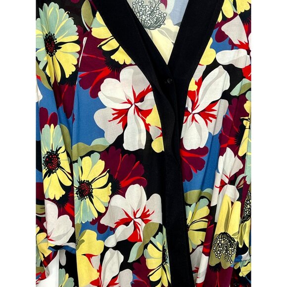 Smythe Blocked Floral Multicolor Blocked Kimono Blouse - Size M - Picture 8 of 8